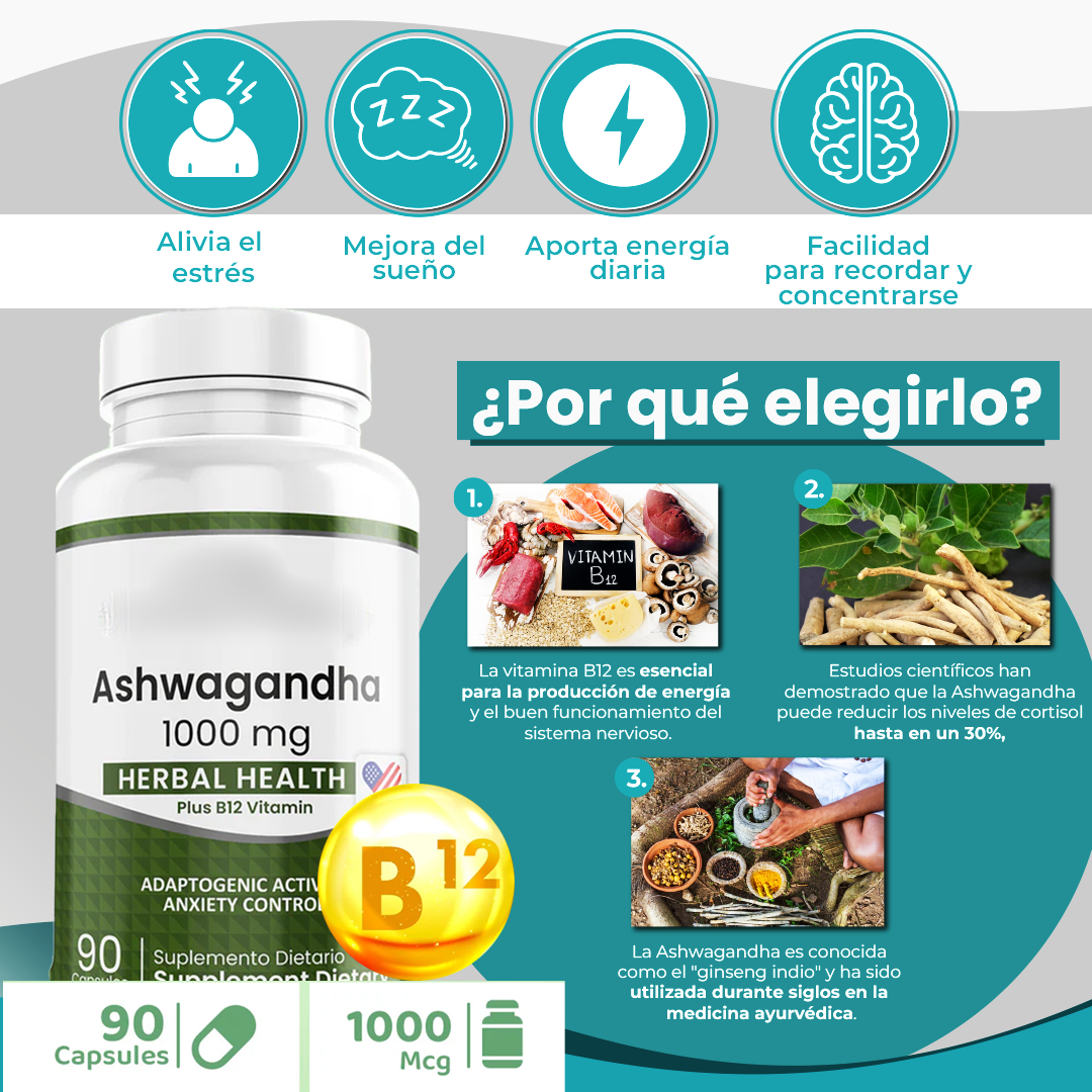 SUPLEMENTO NATURAL Ashwagandha + B12