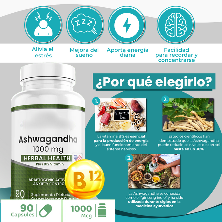 SUPLEMENTO NATURAL Ashwagandha + B12